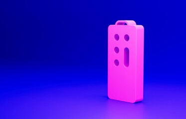 Pink Remote control icon isolated on blue background. Minimalism concept. 3D render illustration