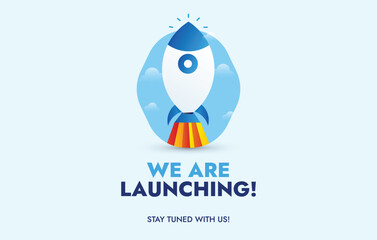 We are launching soon. Startup rocket launching with fire. Ready, Set, Launch. Announcement webpage featuring a rocket launching with fire We are coming. Join now to learn more. launch Website poster