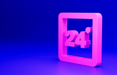 Pink Thermostat icon isolated on blue background. Temperature control. Minimalism concept. 3D render illustration