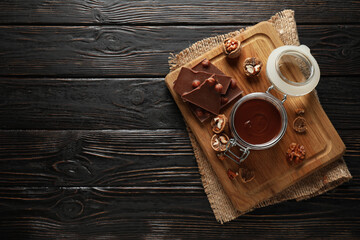 Tasty and delicious sweet food concept - chocolate paste