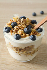 Tasty and nutritious breakfast concept - muesli with yogurt