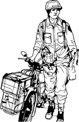 Courier delivery sketch drawing