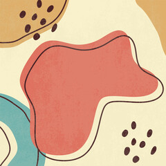 modern retro background, art blots with place for text. abstract  lines, dots, shapes with texture. vector illustration for print, social media, banner, poster design.