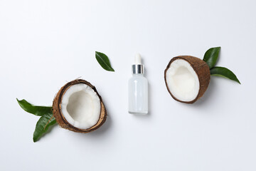 Concept of body and skin care accessories - coconut cosmetic