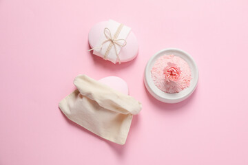 Concept of bath and skin care accessories - soap