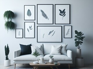 modern living room with sofa mockup frames generated Ai 