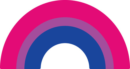 Pink, purple, and blue colored rainbow icon, as the colors of the bisexual flag. LGBTQI concept. Flat transparent illustration.	