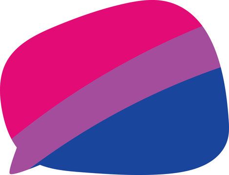 Pink, Purple, And Blue Colored Speech Bubble Icon, As The Colors Of The Bisexual Flag. LGBTQI Concept. Flat Design Illustration.	
