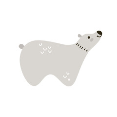Cute cartoon gray bear characters in Scandinavian style. Vector hand drawn animal for childish prints.