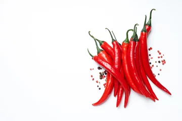 Wall murals Hot chili peppers Concept of hot and spicy ingredients - red hot chili pepper