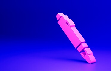 Pink Marker pen icon isolated on blue background. Minimalism concept. 3D render illustration