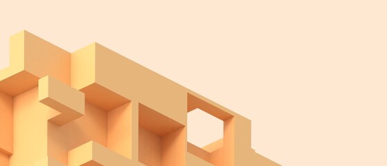 Business concept planning services architectural manipulation against the yellow background of modern geometric structural shapes. investments, modular, copy space, banner- 3d rendering © guguart