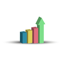 Column up arrow. Growth stock diagram financial graph. Vector illustration.