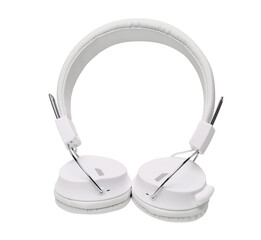Modern headphones on white background