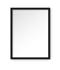 Picture frame on a wall black frame. Blank Mockup