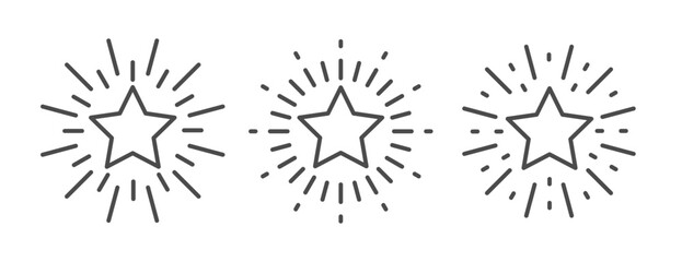 Star bright line editable icon set