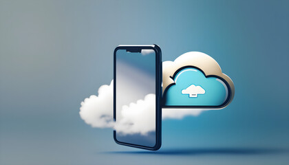 Cloud downloading on mobile phone,downloading, Ai generated 