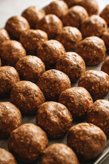 Various kind of bread with wheat top view. White bakery food concept panorama or wide banner photo.