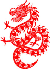 Traditional chinese red dragon outline vector illustration. Zodiac sign. Sacred animal, a symbol of goodness and power. Asian, japanese mascot and tattoo or T-shirt vector illustration.
