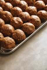 Various kind of bread with wheat top view. White bakery food concept panorama or wide banner photo.