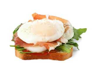 Tasty egg Benedict isolated on white background