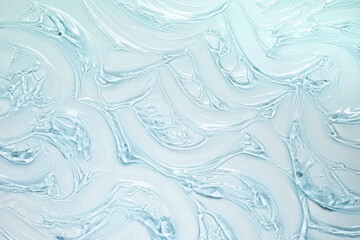 Water gel cosmetic serum, hair care or beauty calming gel smudge abstract background