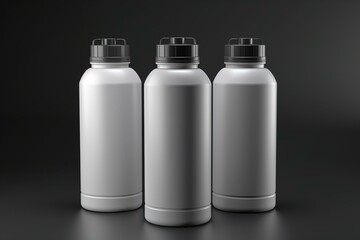 3D render of blank sport sipper plastic bottles isolated on grey background for template design and mockup. Generative AI