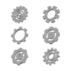 set of Gears icon isolated on white background. Setting Gear 3d icon. 3d rendering, 3d Illustration Setting or Cogwheel Icon for creative user interface, web design symbol