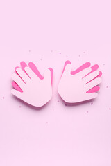 Paper palms for Friendship Day on pink background
