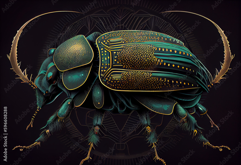 Aufkleber beautiful abstract illustration of an beetle background. generative ai technology.