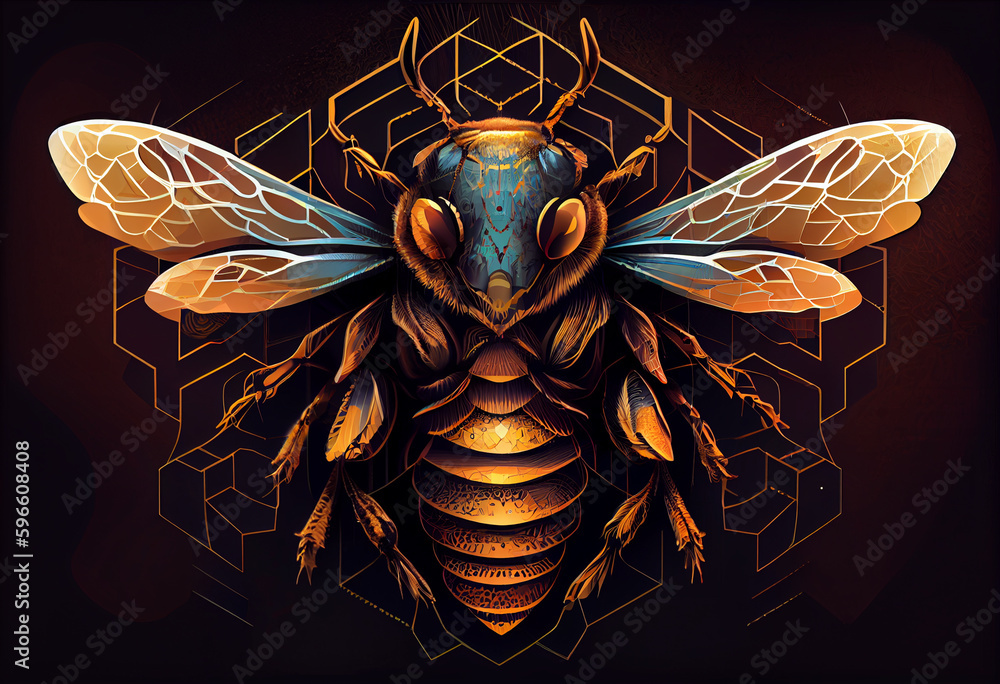 Aufkleber beautiful abstract illustration of an hornet background. generative ai technology.