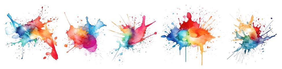 Watercolor splash collection isolated on transparent white background