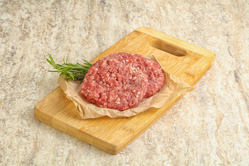 Raw beef burger cutlet for grill