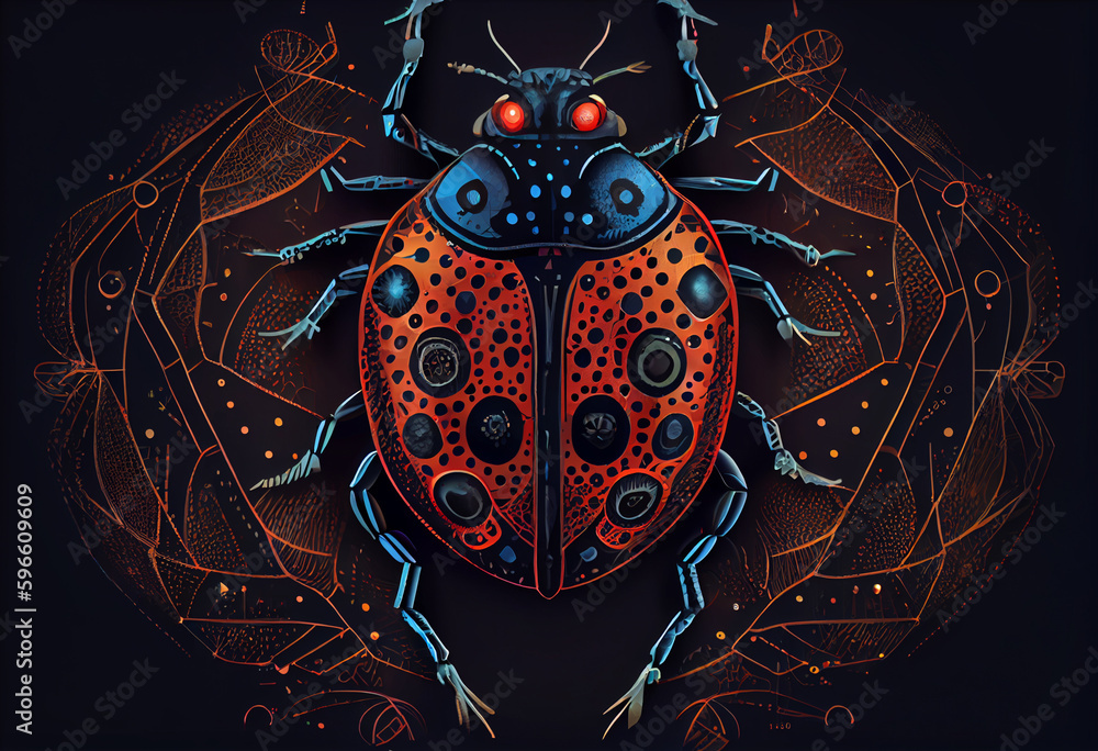 Poster beautiful abstract illustration of an ladybug background. generative ai technology.