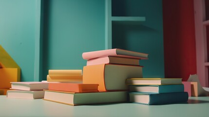 Fototapeta premium books on colorful background