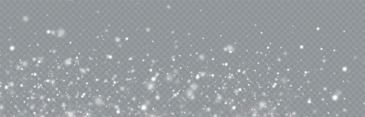 Falling snow.Christmas background.Snow blizzard.Transparent background.Light effect.