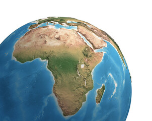 Fototapeta premium High resolution satellite view of Planet Earth, focused on Africa - 3D illustration, elements of this image furnished by NASA.