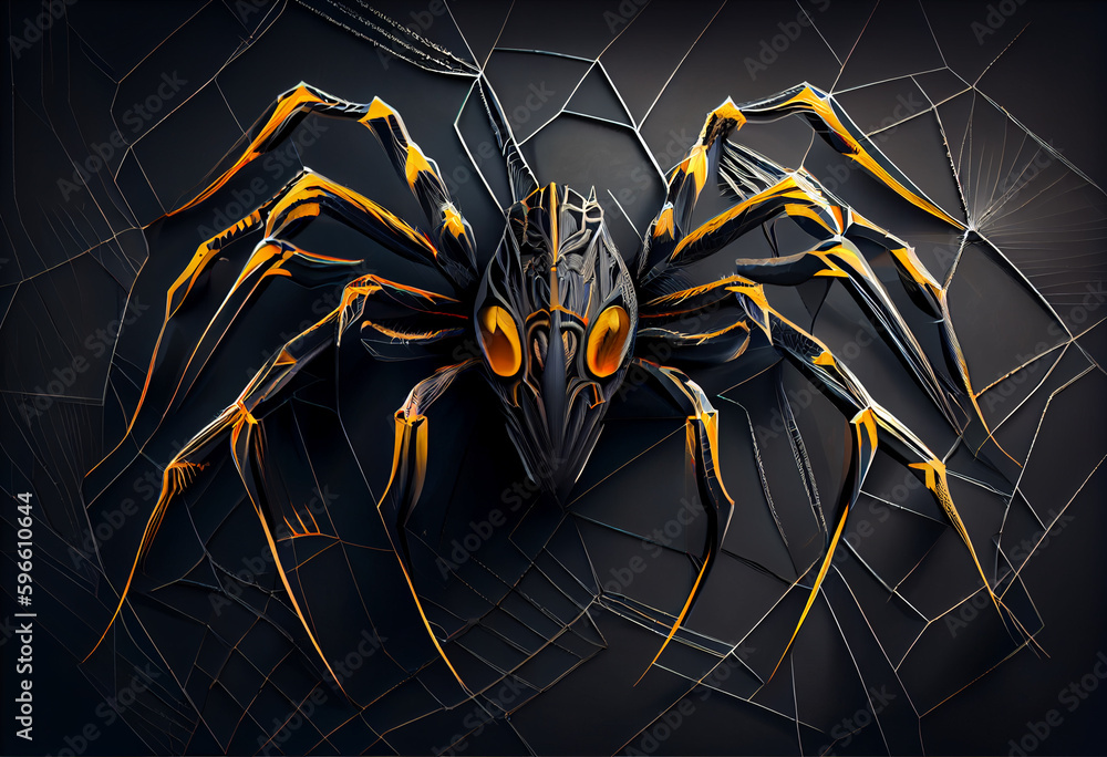 Poster Beautiful abstract illustration of an Spider background. Generative AI technology.
