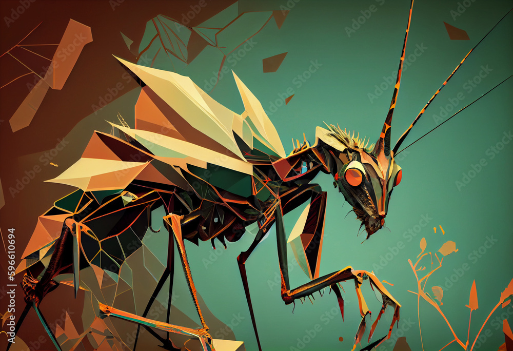 Poster beautiful abstract illustration of an stick insect background. generative ai technology.