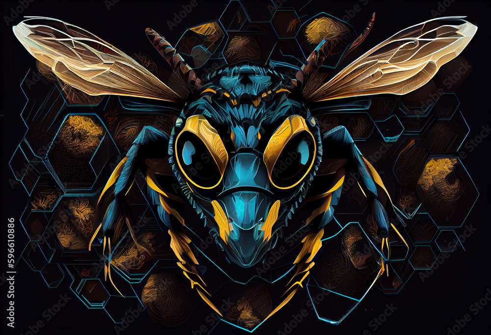 Aufkleber beautiful abstract illustration of an wasp insect background. generative ai technology.