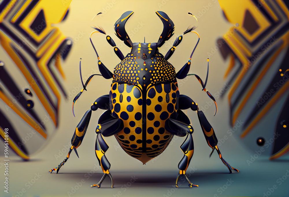 Aufkleber Beautiful abstract illustration of an Assassin bug insect background. Generative AI technology.
