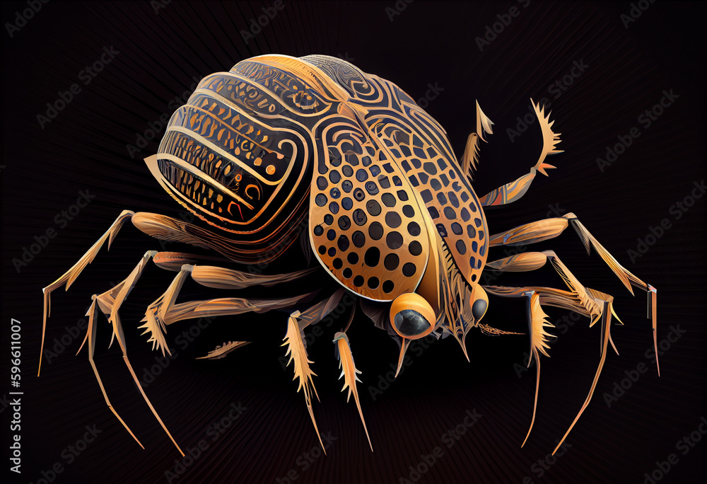 Poster Beautiful abstract illustration of an Assassin bug insect background. Generative AI technology.
