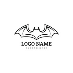 Flying bat outline vector icon. Symbol, logo illustration. Vector graphics