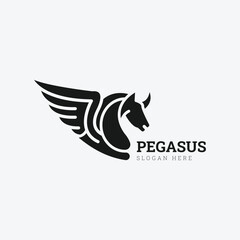 Wing Pegasus Black Horse, Design Inspiration Vector logo