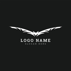 bat Logo Design Template Vector with a black background