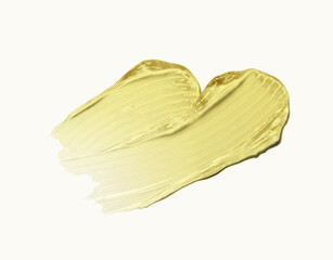 Cosmetic yellow gel texture isolated on gray green
