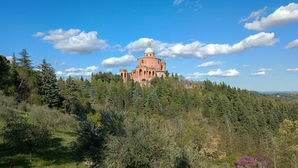 Fototapeta premium Panoramic view of the Sanctuary of Madonna di San Luca, Bologna.