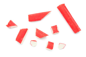 Tasty cut crab sticks isolated on white background © Pixel-Shot