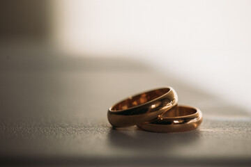 wedding rings on the table