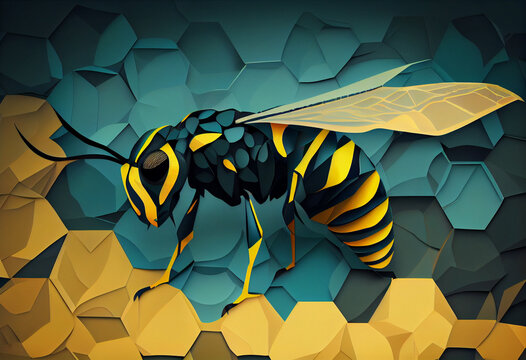 Beautiful abstract illustration of an Paper wasp background. Generative AI technology.
